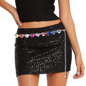 2739 Rainbow Rhinestone Waist Chain Belt For Women – Y2k Festival